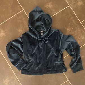Athleta Girl Cropped Teal Velvet Hoodie